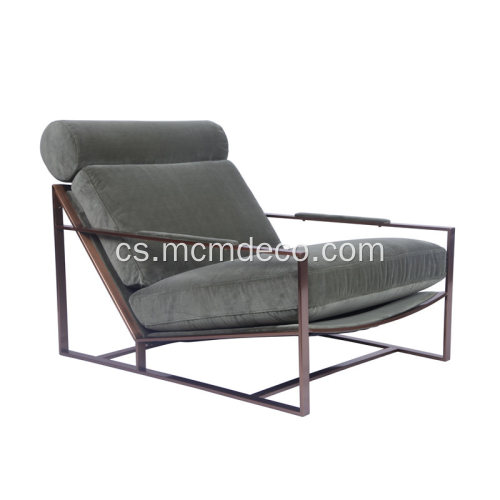 Moderní Milo Baughman Fabric Lounge Chair s Ottoman